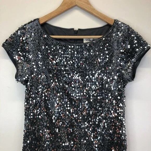 Eliza J Mirror Sequin Velvet Sheath Dress Size 4 Petite - Picture 11 of 16